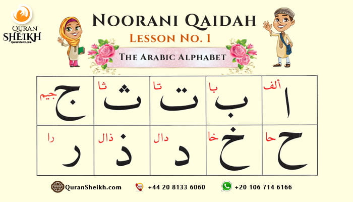 Arabic alphabet chart with all 29 letters highlighted
