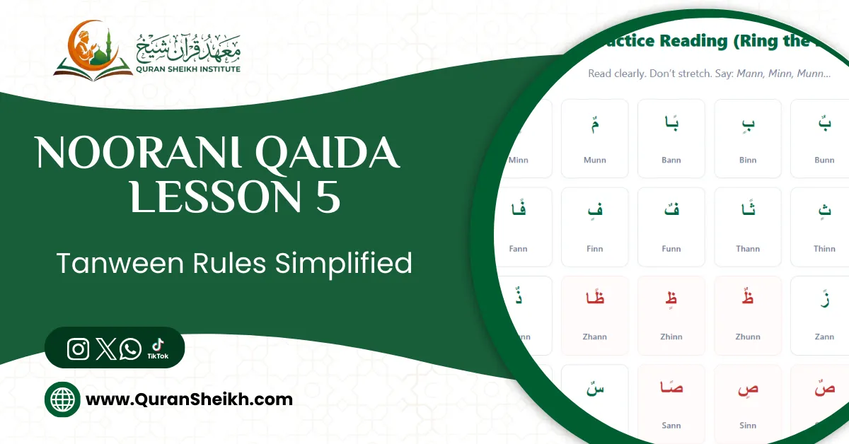 Noorani Qaida 5: Tanween Rules - Pronouncing Double Vowels 1 Noorani Qaida Lesson 5 Tanween Rules Simplified (Update)