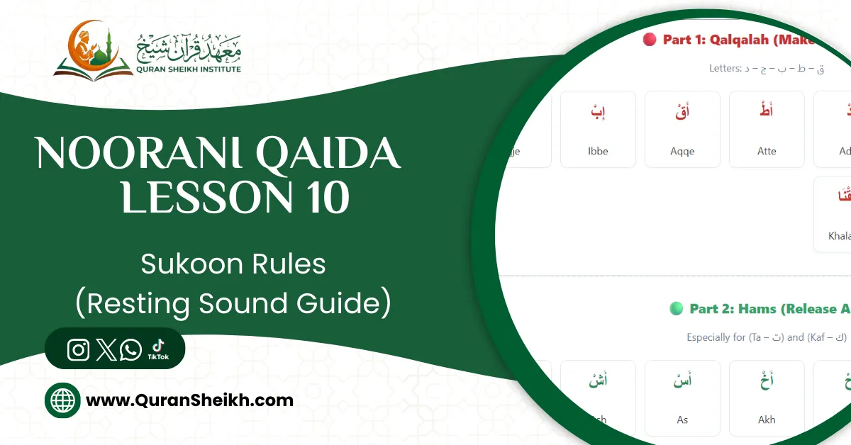 Noorani Qaida Lesson 10 Sukoon Rules (Resting Sound Guide)