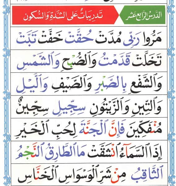 Noorani Qaida Lesson 14: Shaddah & Sukoon Exercises for Quranic Fluency 2 Noorani Qaida lesson 14 page 25, Shaddah (ــّـ) & Sukoon (ــْـ) with Guided Practice