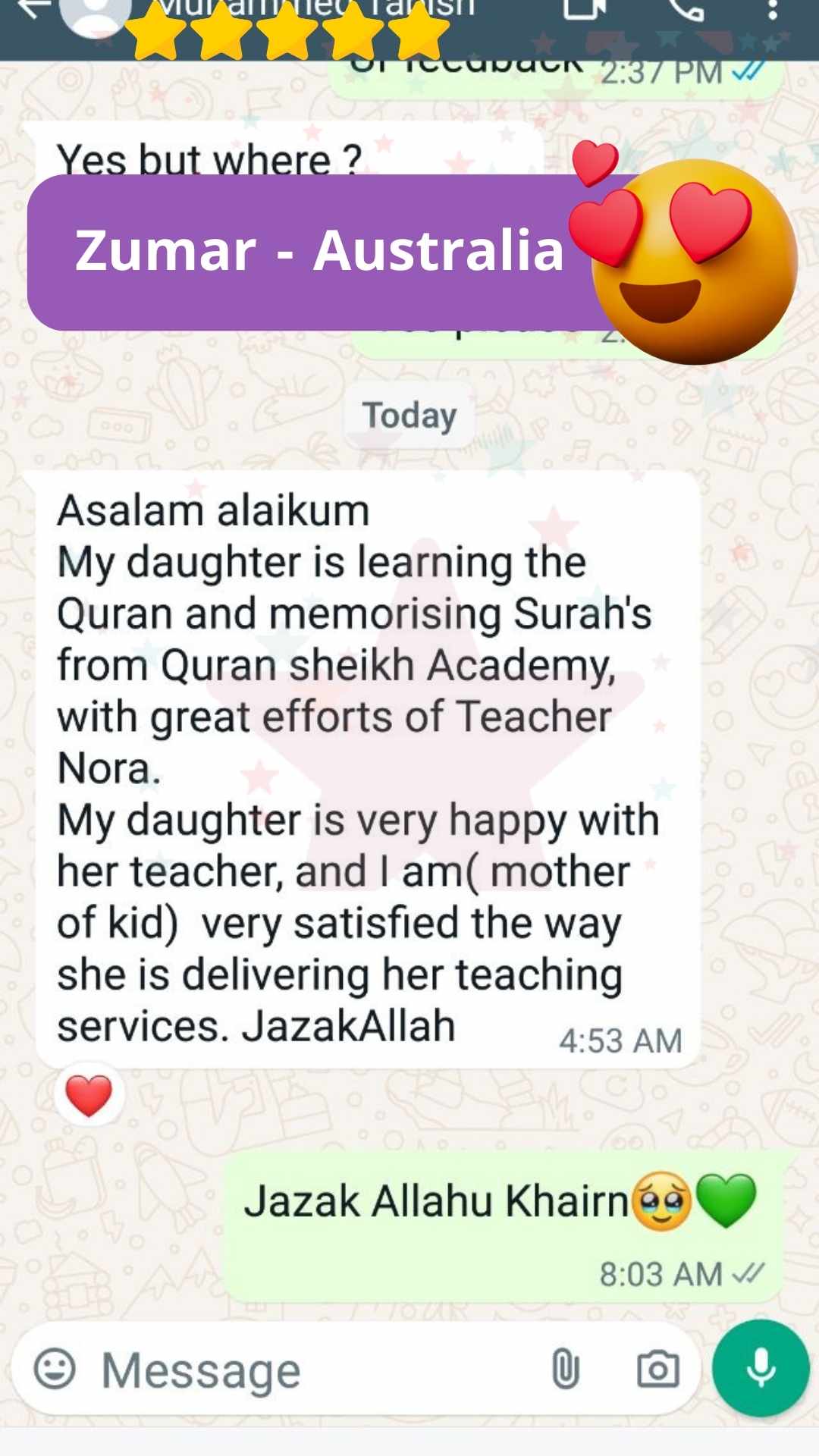 Zumar Australia WhatsApp Review